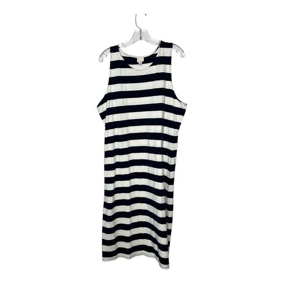 A New Day Dress Womens XXL Blue White Stripe Midi Nautical - Picture 1 of 9